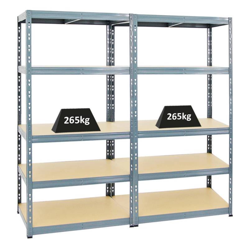 PROREGAL Mega Deal 2x Schwerlastregal Tiger HxBxT 180 x 90 x 60 cm Fachlast 265 kg 5-Ebenen Grau von PROREGAL