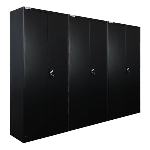 PROREGAL Mega Deal 3X Flügeltürenschrank Elephant Metall Spind abschließbar 2 Türen 180x80x40cm Stahl 6 Fächern & Kleiderstange Stahlschrank Pulverbeschichtung Schwarz Garderobenschrank Aktenschrank PROREGAL Mega Deal 3X Flügeltürenschrank Elephant Metall Spind abschließbar 2 Türen 180x80x40cm Stahl 6 Fächern & Kleiderstange Stahlschrank Pulverbeschichtung Schwarz Garderobenschrank Aktenschrank von PROREGAL