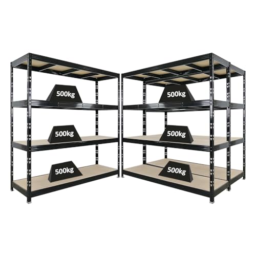 PROREGAL Mega Deal | 3X Profi Schwerlastregal Rhino | HxBxT 200x200x60cm | 4 Spanplatten-Ebenen 8mm | Fachlast 500kg | Schwarz | Garagenregal, Lagerregal, Steckregal, Weitspannregal PROREGAL Mega Deal | 3X Profi Schwerlastregal Rhino | HxBxT 200x200x60cm | 4 Spanplatten-Ebenen 8mm | Fachlast 500kg | Schwarz | Garagenregal, Lagerregal, Steckregal, Weitspannregal von PROREGAL