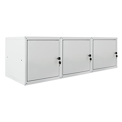 PROREGAL Mega Deal 3X Schließfachwürfel Cubic HxBxT 35x35x35cm Grau Schließfachschrank Metallspind Wertfachschrank Umkleideschrank 3 Fächer von PROREGAL