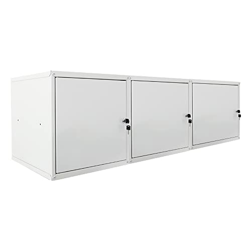 PROREGAL Mega Deal 3X Schließfachwürfel Cubic XL HxBxT 45x45x45cm Grau Schließfachschrank Metallspind Wertfachschrank Umkleideschrank 3 Fächer von PROREGAL