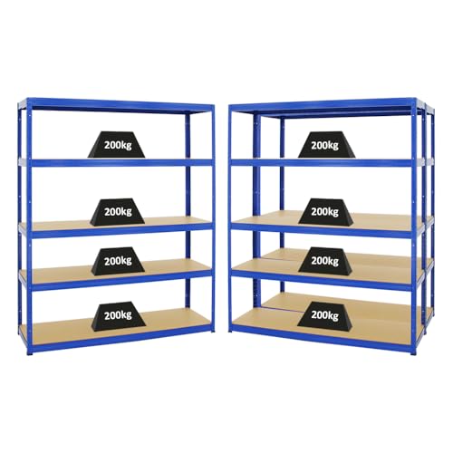 PROREGAL Mega Deal 3er-Set Schwerlastregale Giant Elephant 180x150x45cm mit 5 Ebenen Fachlast 200kg Blau, Kellerregal, Steckregal, Garagenregal, Lagerregal von PROREGAL