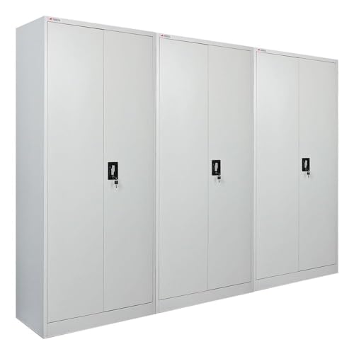 PROREGAL Mega Deal 3x Flügeltürenschrank ELEPHANT Metall Spind abschließbar 2 Türen 180x80x40cm Stahl 6 Fächern & Kleiderstange Stahlschrank Pulverbeschichtung Lichtgrau Garderobenschrank Aktenschrank PROREGAL Mega Deal 3x Flügeltürenschrank ELEPHANT Metall Spind abschließbar 2 Türen 180x80x40cm Stahl 6 Fächern & Kleiderstange Stahlschrank Pulverbeschichtung Lichtgrau Garderobenschrank Aktenschrank von PROREGAL