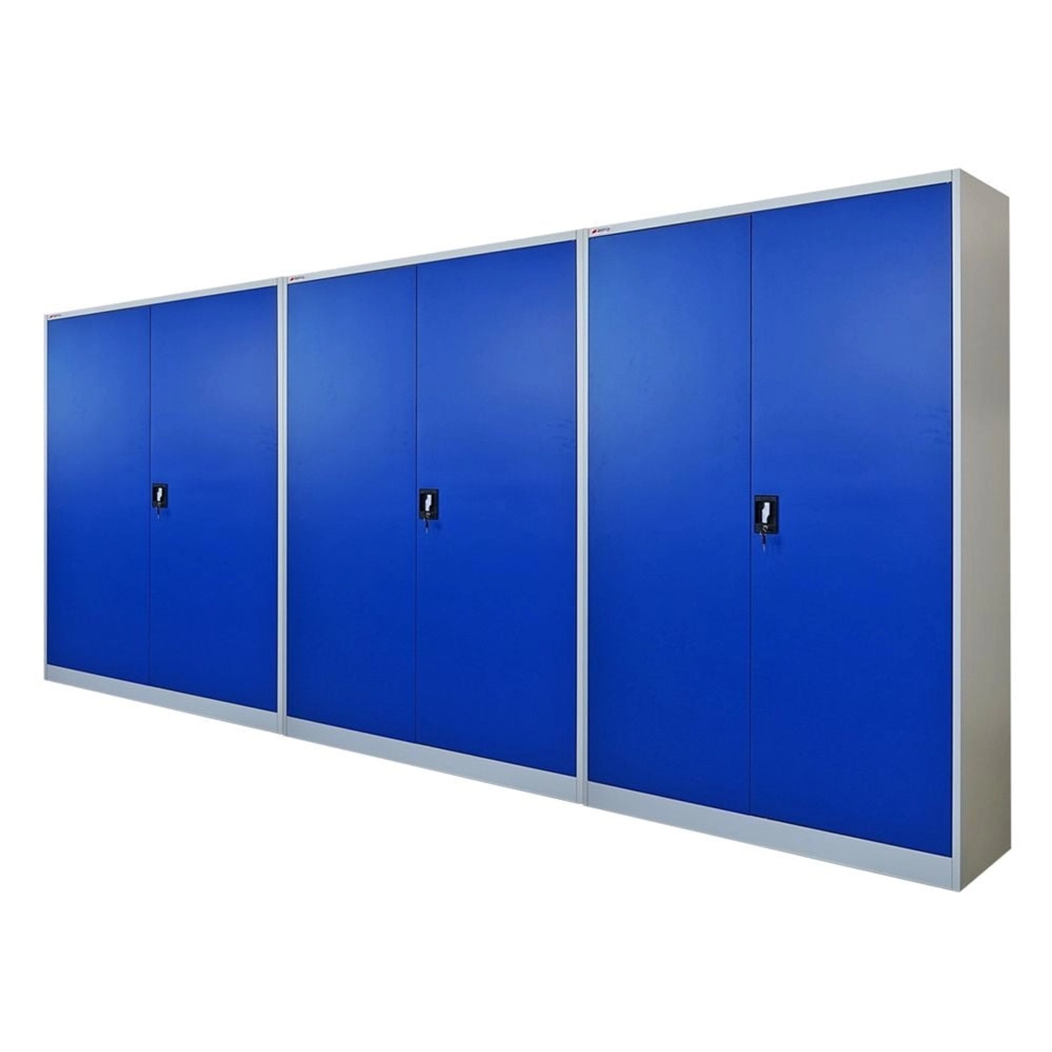 PROREGAL Mega Deal 3x Flügeltürenschrank Elephant Metall Aktenschrank Komplett Montiert Abschließbar 2 Türen 180x120x40Cm 4 Ebenen Blau/Lichtgrau von PROREGAL