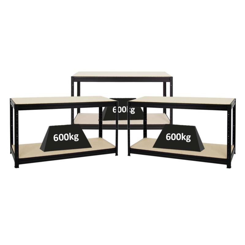 PROREGAL Mega Deal 3x Höhenverstellbare Werkbank Dino HxBxT 90 x 160 x 60 cm Traglast 600 kg Schwarz von PROREGAL