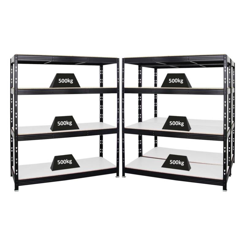 PROREGAL Mega Deal 3x Profi Schwerlastregal Rhino HxBxT 180 x 160 x 60 cm 4 Melamin-Ebenen 16mm Fachlast 500 kg Schwarz von PROREGAL