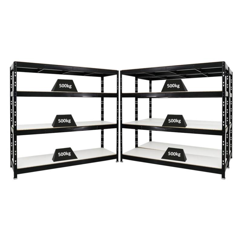 PROREGAL Mega Deal 3x Profi Schwerlastregal Rhino HxBxT 180 x 200 x 60 cm 4 Melamin-Ebenen 16mm Fachlast 500 kg Schwarz von PROREGAL