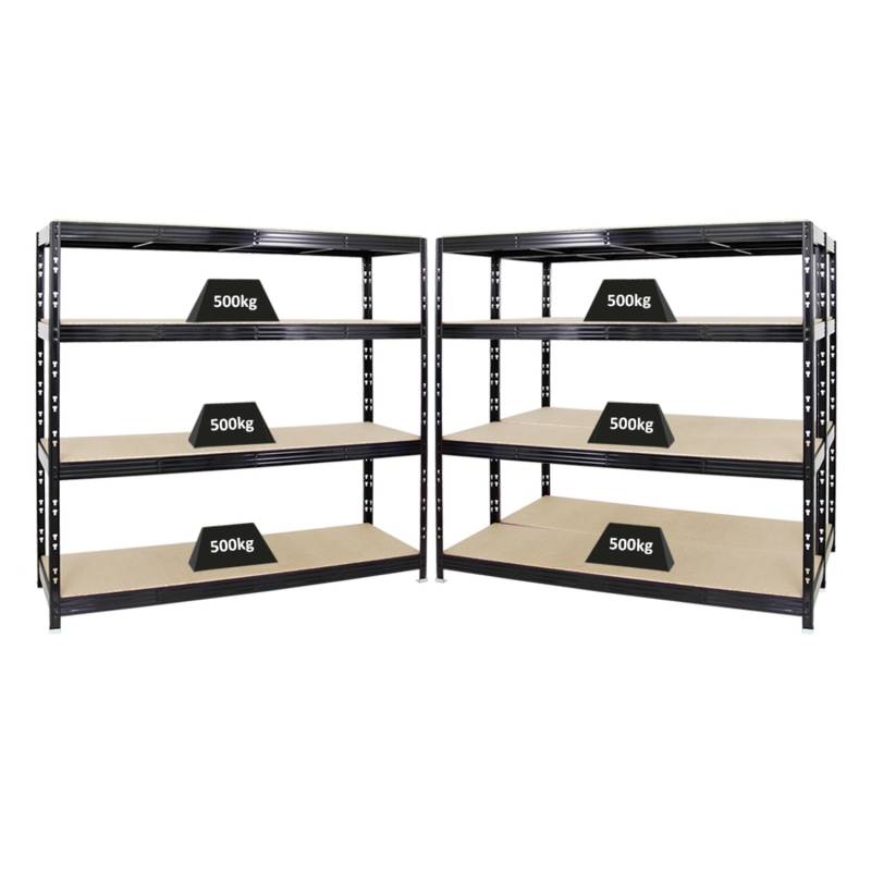 PROREGAL Mega Deal 3x Profi Schwerlastregal Rhino HxBxT 180 x 200 x 60 cm 4 Spanplatten-Ebenen 8mm Fachlast 500 kg Schwarz von PROREGAL