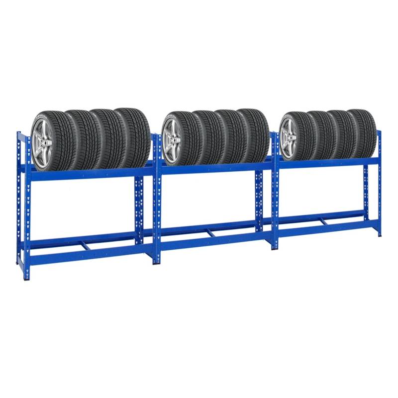 PROREGAL Mega Deal 3x Reifenregal Tiger HxBxT 100 x 110 x 35 cm Bis Zu 24 Reifen Blau von PROREGAL