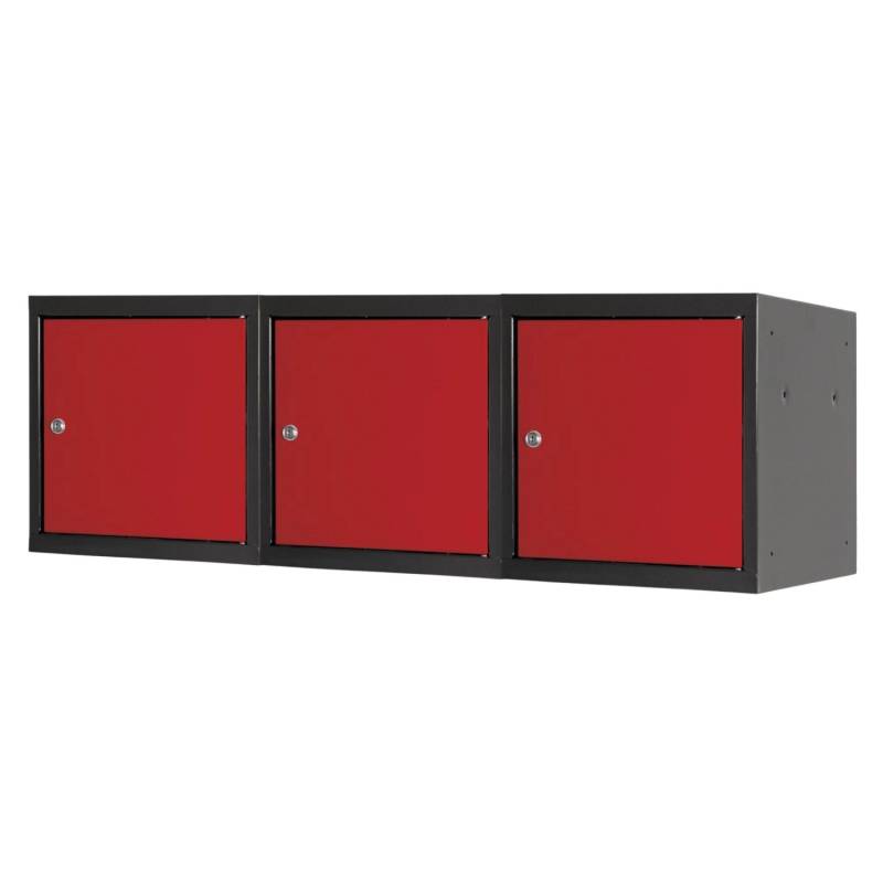 PROREGAL Mega Deal 3x Schließfachwürfel Blocky Mit Zylinderschloss & 2 Schlüssel  40x40x40cm Anthrazit/Verkehrsrot von PROREGAL