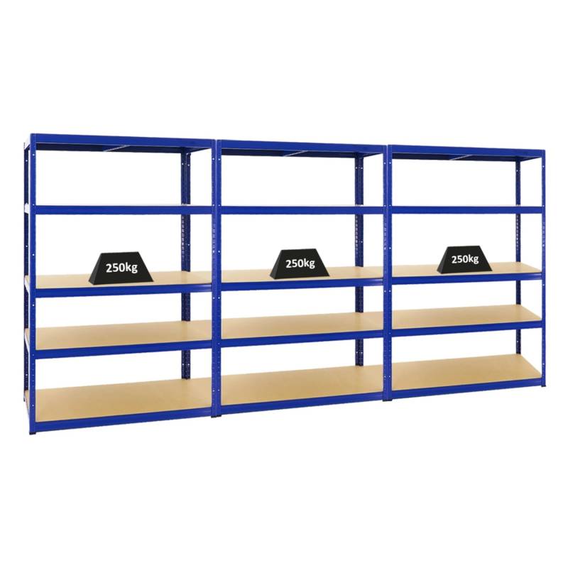 PROREGAL Mega Deal 3x Schwerlastregal Big Elephant M HxBxT 180 x 120 x 60 cm Fachlast 250 kg Blau von PROREGAL