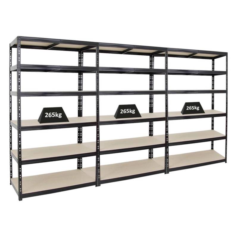 PROREGAL Mega Deal 3x Schwerlastregal Giant Tiger XL HxBxT 220 x 120 x 60 cm Fachlast 265 kg 6-Ebenen Schwarz von PROREGAL