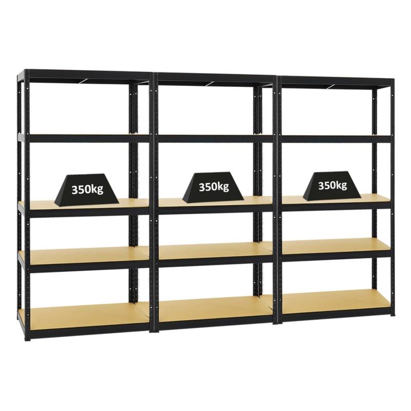 PROREGAL Mega Deal 3x Schwerlastregal Slim Elephant S HxBxT 180 x 90 x 45 cm 5 Ebenen Fachlast 350 kg Schwarz von PROREGAL