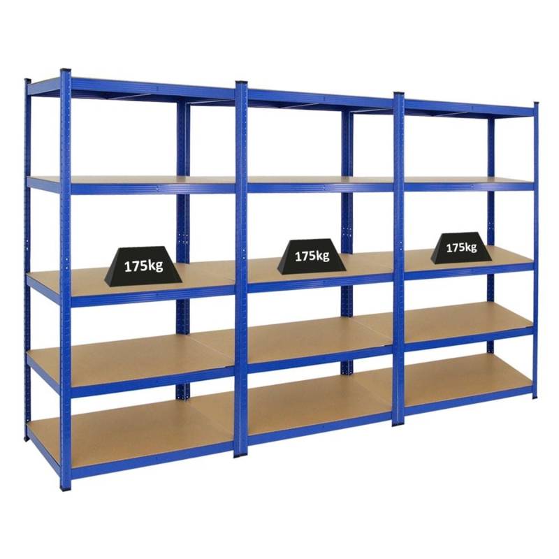 PROREGAL Mega Deal 3x Schwerlastregal Taurus HxBxT 180 x 90 x 60 cm Fachlast 175 kg Blau von PROREGAL