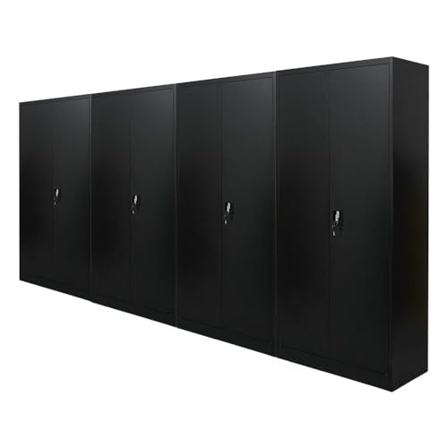 PROREGAL Mega Deal 4X Flügeltürenschrank Elephant Metall Aktenschrank komplett montiert abschließbar 2 Türen 180x80x40cm Stahl 4 Ebenen Stahlschrank Pulverbeschichtung Schwarz Werkstattschrank PROREGAL Mega Deal 4X Flügeltürenschrank Elephant Metall Aktenschrank komplett montiert abschließbar 2 Türen 180x80x40cm Stahl 4 Ebenen Stahlschrank Pulverbeschichtung Schwarz Werkstattschrank von PROREGAL