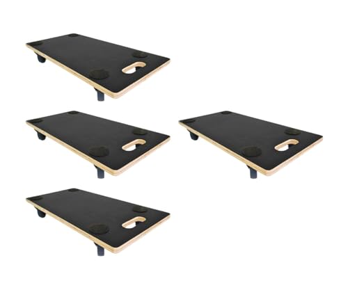 PROREGAL Mega Deal 4X Profi Transportroller mit 4 Rollen | HxBxT 11,5x30x60cm | Traglast 200kg | Siebdruck Holzplatte | Schwarz | Möbelroller Rollbrett Transporthilfe Rollwagen Roller von PROREGAL