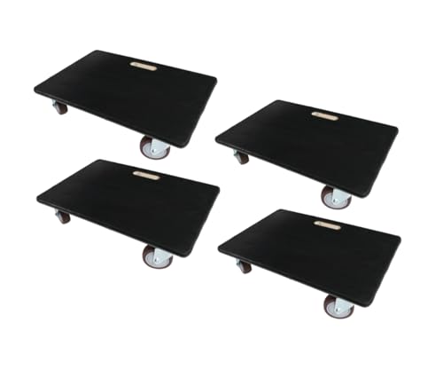 PROREGAL Mega Deal 4X Profi Transportroller mit 4 Rollen | HxBxT 15x40x60 cm | Traglast 500kg | Sperrholzplatte mit Gummibelag | Schwarz | Möbelroller Rollbrett Transporthilfe Roller Pflanzenroller von PROREGAL
