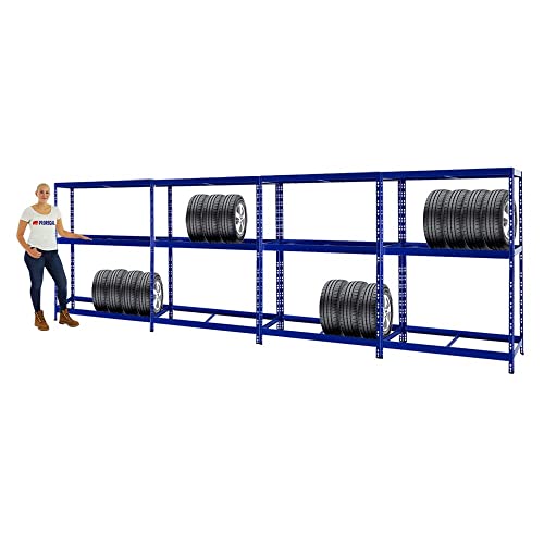 PROREGAL Mega Deal 4X Reifenregal Tiger Blau bis zu 24 Reifen 180x130x50 cm von PROREGAL