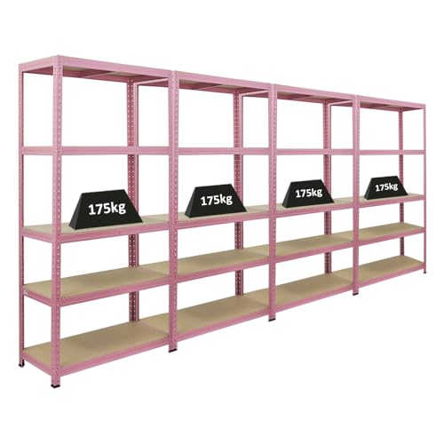 PROREGAL Mega Deal 4X Schwerlastregal PINK Lady, HxBxT 180x90x40cm, Fachlast 175kg, 5 Ebenen, Pink, Kellerregal, Steckregal, Garagenregal, Lagerregal PROREGAL Mega Deal 4X Schwerlastregal PINK Lady, HxBxT 180x90x40cm, Fachlast 175kg, 5 Ebenen, Pink, Kellerregal, Steckregal, Garagenregal, Lagerregal von PROREGAL