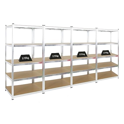 PROREGAL Mega Deal | 4X Schwerlastregal Ragnar | HxBxT 180x90x60 cm | Fachlast 175kg | Verzinkt | Garagenregal Kellerregal Werkstattregal Lagerregal Steckregal von PROREGAL