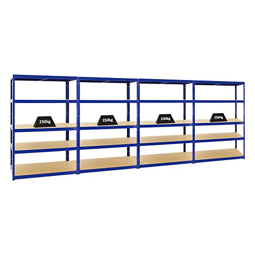 PROREGAL Mega Deal 4er-Set Schwerlastregale Big Elephant 180x120x60cm mit 5 Ebenen Fachlast 250kg Blau PROREGAL Mega Deal 4er-Set Schwerlastregale Big Elephant 180x120x60cm mit 5 Ebenen Fachlast 250kg Blau von PROREGAL