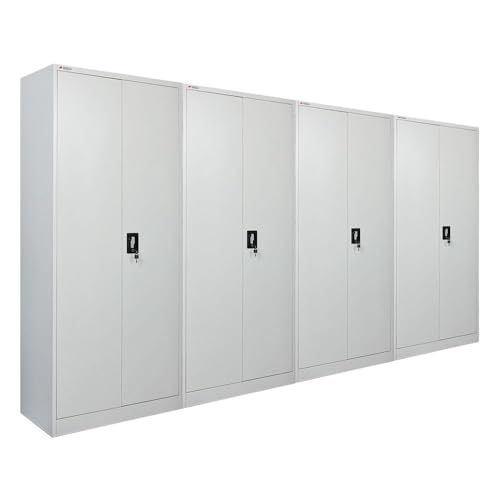 PROREGAL Mega Deal 4x Flügeltürenschrank ELEPHANT Metall Spind komplett montiert abschließbar 2 Türen 180x80x40cm Stahl 6 Fächern & Kleiderstange Stahlschrank Pulverbeschichtung Lichtgrau Aktenschrank PROREGAL Mega Deal 4x Flügeltürenschrank ELEPHANT Metall Spind komplett montiert abschließbar 2 Türen 180x80x40cm Stahl 6 Fächern & Kleiderstange Stahlschrank Pulverbeschichtung Lichtgrau Aktenschrank von PROREGAL