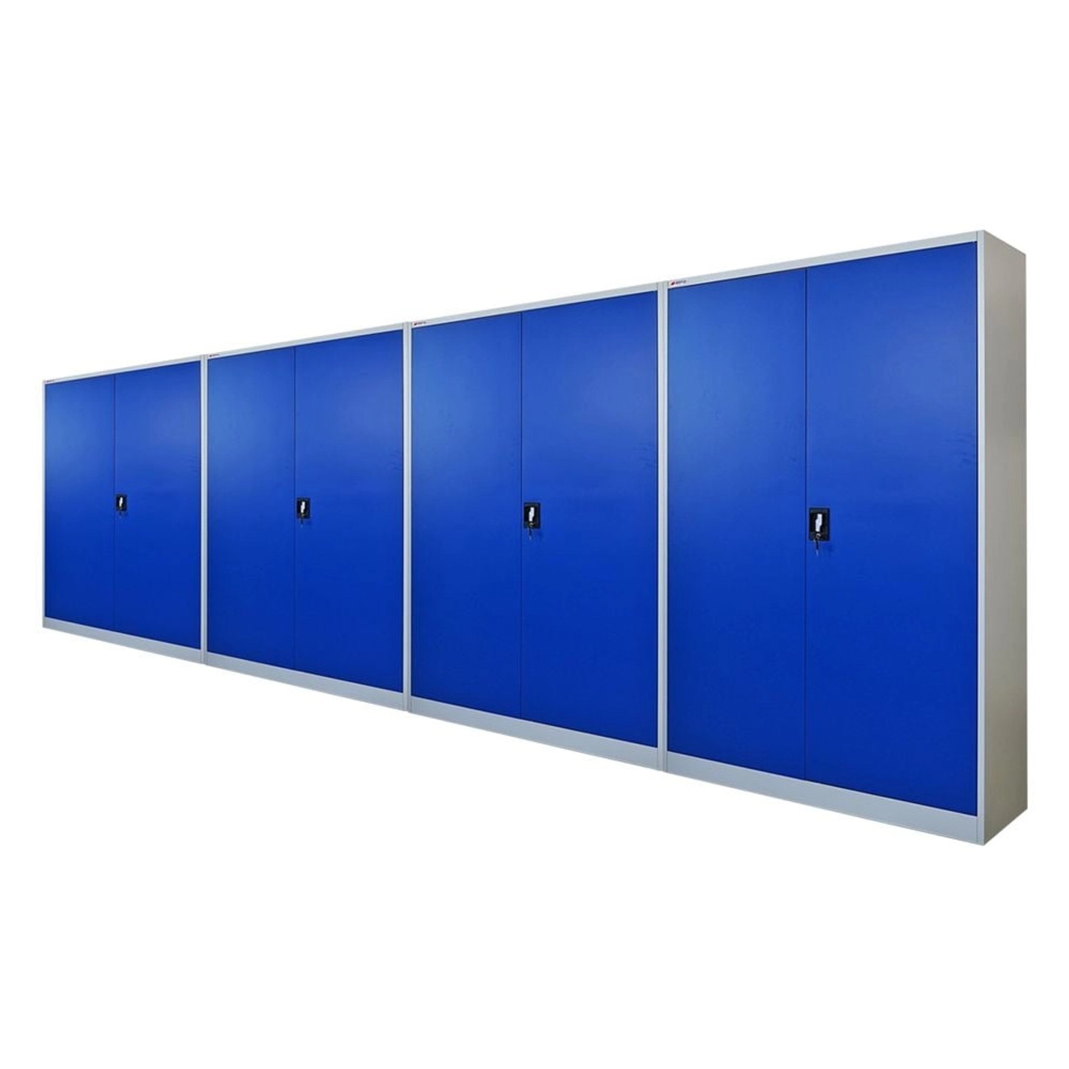 PROREGAL Mega Deal 4x Flügeltürenschrank Elephant Metall Aktenschrank Abschließbar 2 Türen 180x120x40Cm Stahl 4 Ebenen Stahlschrank Blau/Lichtgrau von PROREGAL