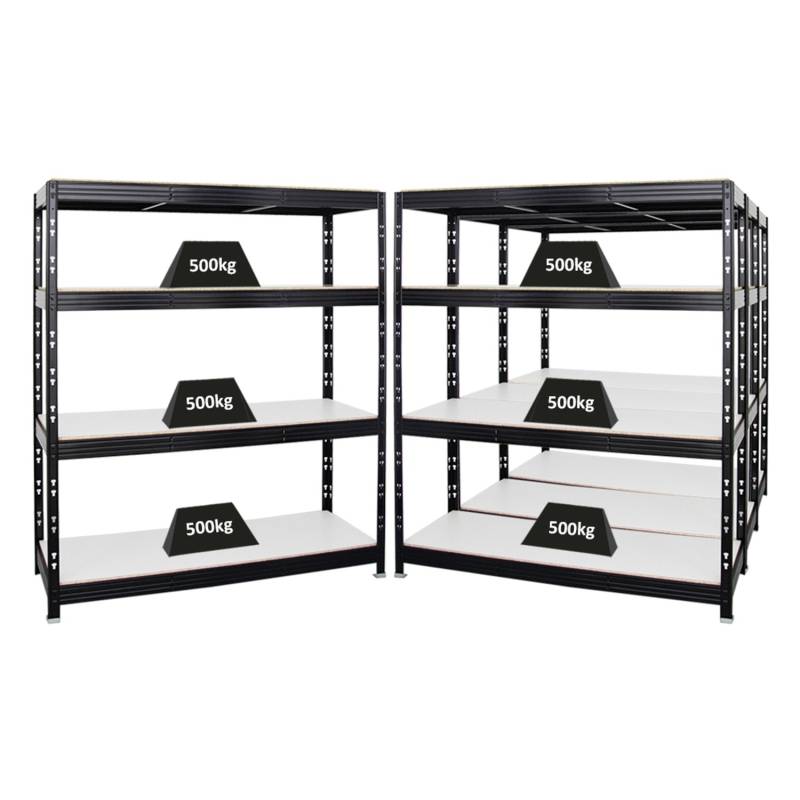 PROREGAL Mega Deal 4x Profi Schwerlastregal Rhino HxBxT 180 x 160 x 60 cm 4 Melamin-Ebenen 16mm Fachlast 500 kg Schwarz von PROREGAL