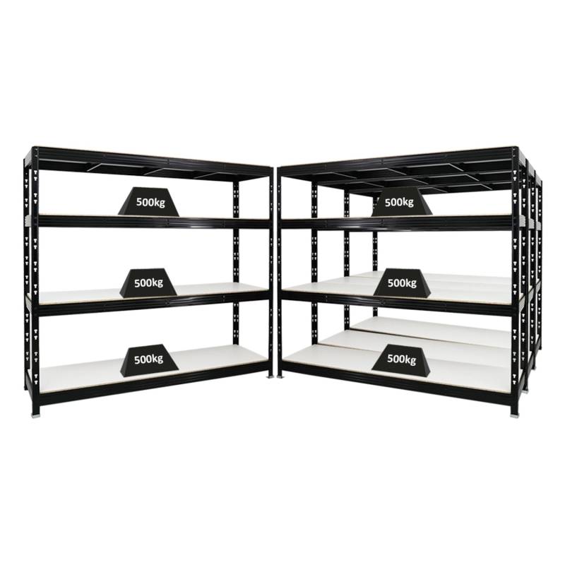 PROREGAL Mega Deal 4x Profi Schwerlastregal Rhino HxBxT 180 x 200 x 60 cm 4 Melamin-Ebenen 16mm Fachlast 500 kg Schwarz von PROREGAL
