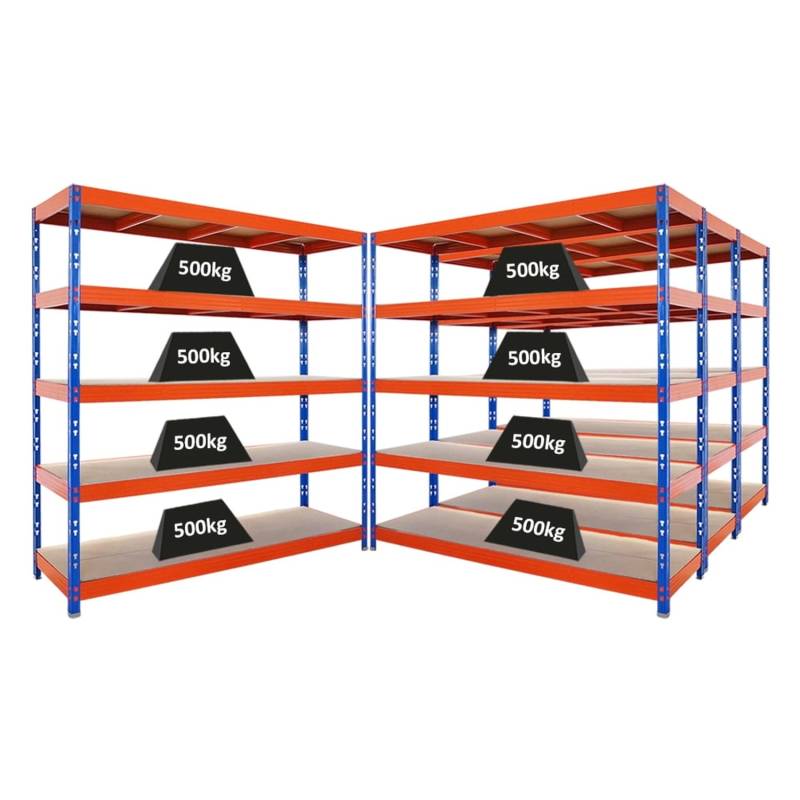 PROREGAL Mega Deal 4x Profi Schwerlastregal Rhino HxBxT 200x200x60cm 5 Spanplatten-Ebenen 8mm Fachlast 500kg Blau/Orange PROREGAL Mega Deal 4x Profi Schwerlastregal Rhino HxBxT 200x200x60cm 5 Spanplatten-Ebenen 8mm Fachlast 500kg Blau/Orange von PROREGAL
