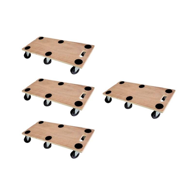 PROREGAL Mega Deal 4x Profi Transportroller mit 6 Rollen HxBxT 11 x 30 x 68 cm Traglast 300 kg Sperrholzplatte Braun von PROREGAL