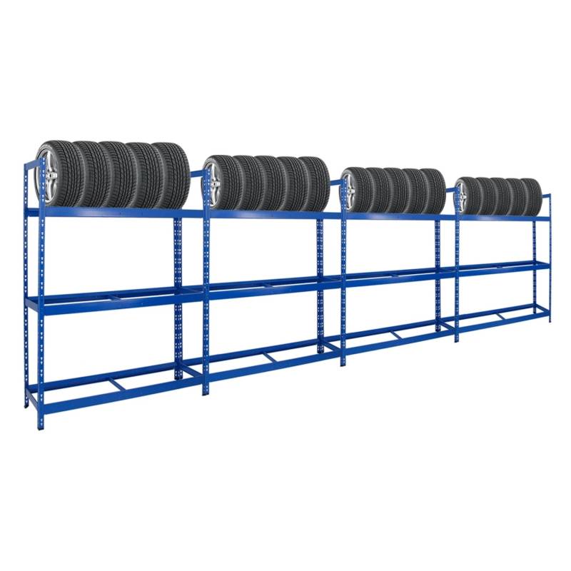 PROREGAL Mega Deal 4x Reifenregal Tiger XL HxBxT 200 x 150 x 45 cm bis zu 72 Reifen Blau von PROREGAL