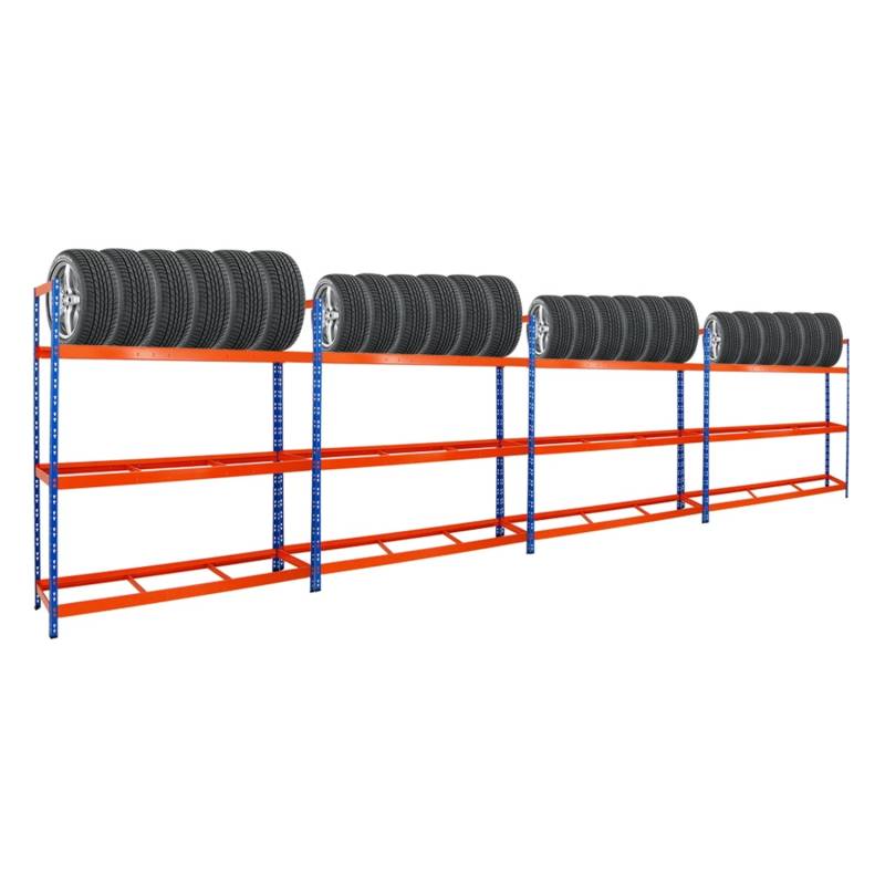 PROREGAL Mega Deal 4x Reifenregal Tiger XL HxBxT 200 x 180 x 45 cm Bis Zu 84 Reifen Blau-Orange PROREGAL Mega Deal 4x Reifenregal Tiger XL HxBxT 200 x 180 x 45 cm Bis Zu 84 Reifen Blau-Orange von PROREGAL