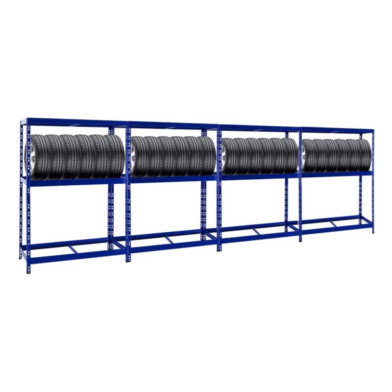 PROREGAL Mega Deal 4x Reifenregal Tiger mit Fachboden HxBxT 180 x 130 x 50 cm Bis Zu Insgesamt 48 Reifen Blau von PROREGAL