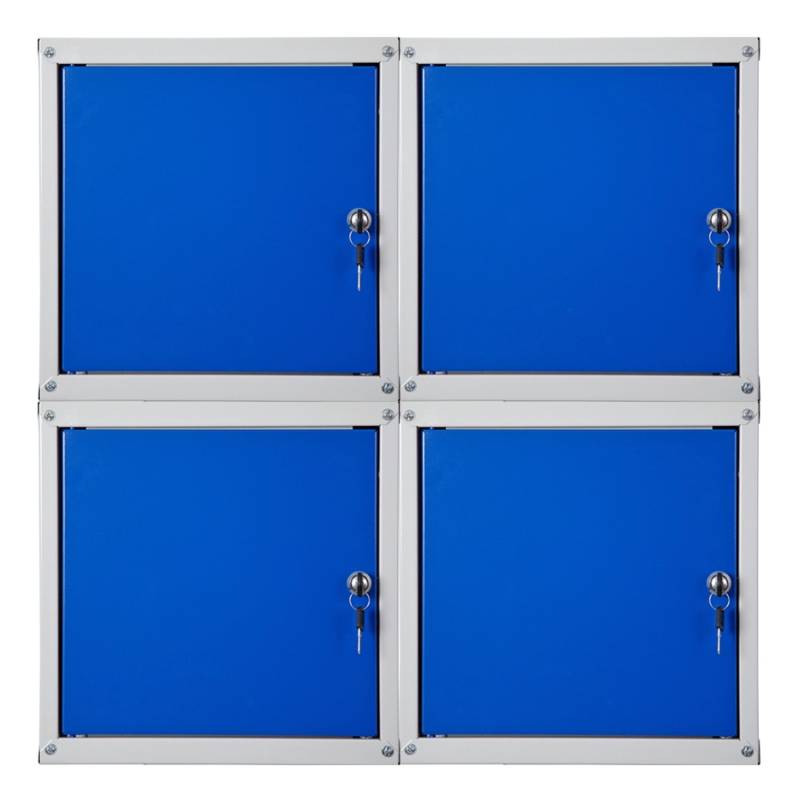PROREGAL Mega Deal 4x Schließfachwürfel Cubic HxBxT 35 x 35 x 35 cm Grau-Blau von PROREGAL