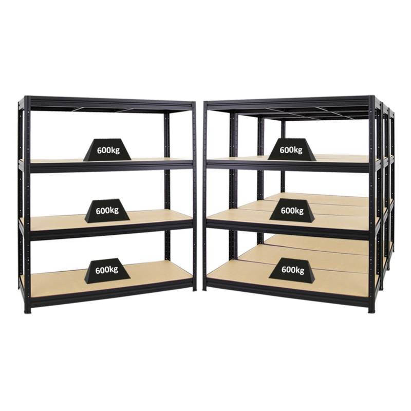 PROREGAL Mega Deal 4x Schwerlastregal Dino HxBxT 180 x 160 x 60 cm Fachlast 600 kg Schwarz von PROREGAL