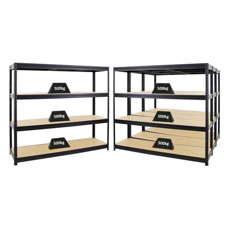 PROREGAL Mega Deal 4x Schwerlastregal Dino HxBxT 180 x 200 x 60 cm Fachlast 500 kg Schwarz von PROREGAL