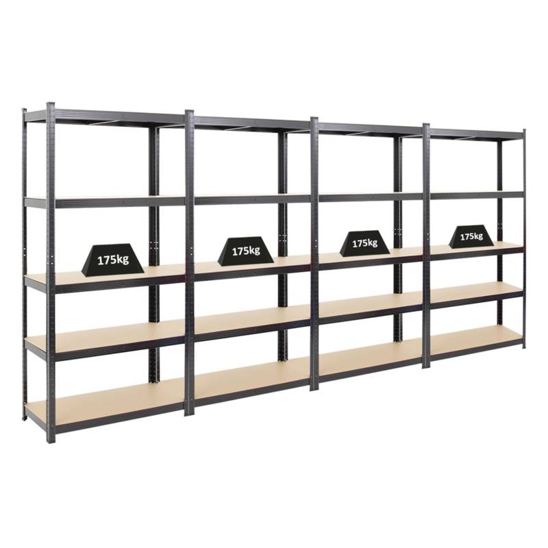PROREGAL Mega Deal 4x Schwerlastregal Ragnar HxBxT 180 x 90 x 40 cm Fachlast 175 kg Schwarz von PROREGAL