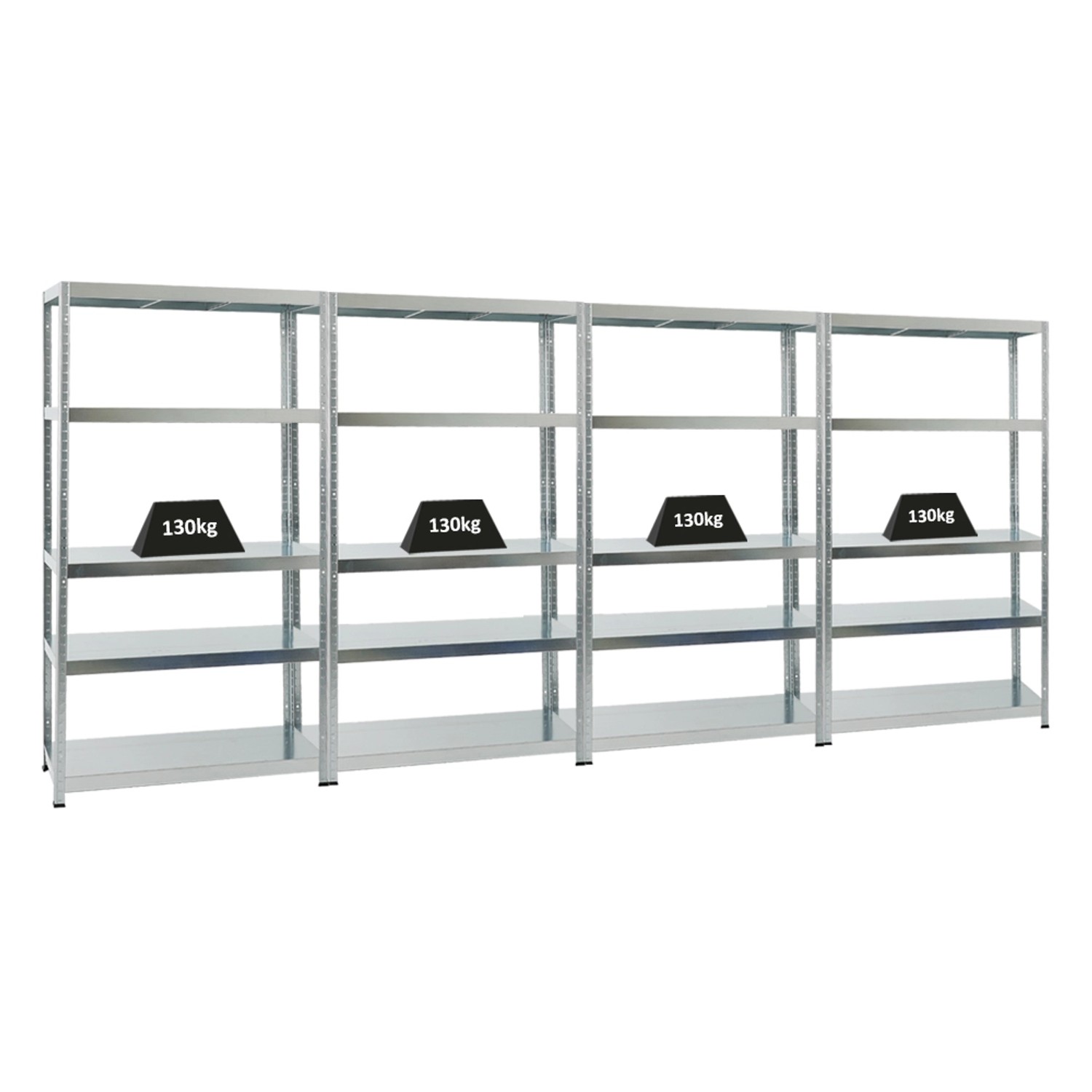 PROREGAL Mega Deal 4x Schwerlastregal Steel Eagle HxBxT 180 x 100 x 40 cm Fachlast 130 kg Verzinkt von PROREGAL