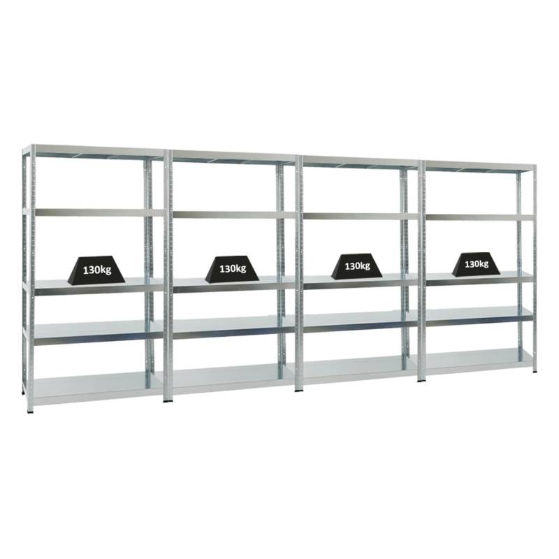 PROREGAL Mega Deal 4x Schwerlastregal Steel Eagle HxBxT 180 x 100 x 40 cm Fachlast 130 kg Verzinkt von PROREGAL
