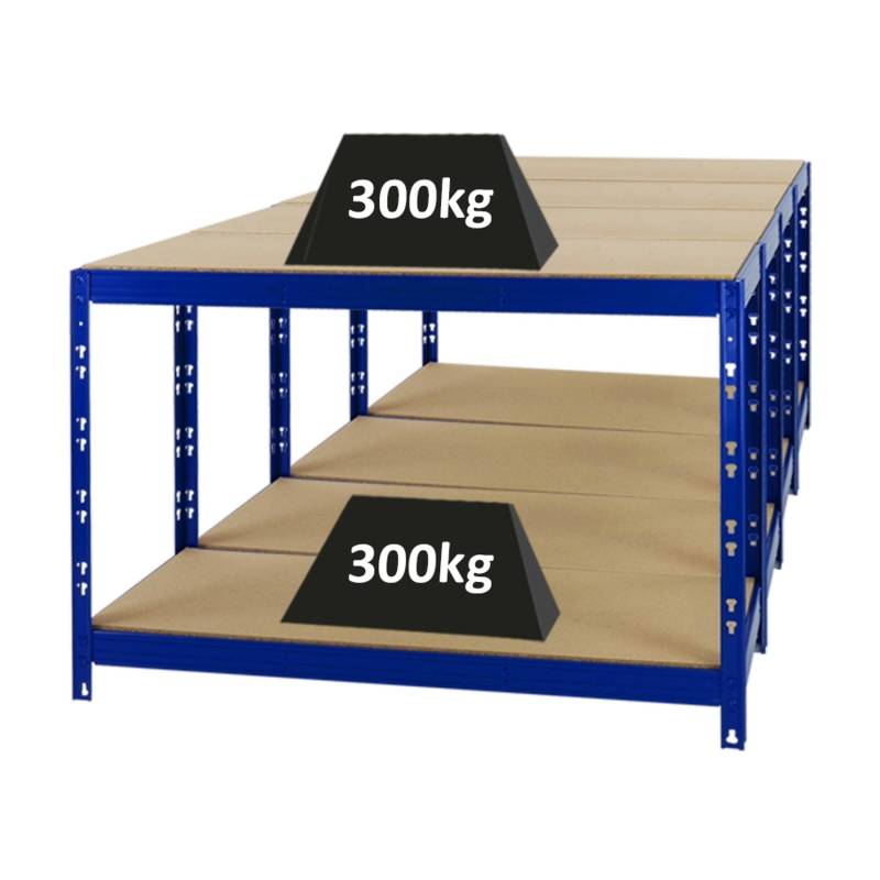 PROREGAL Mega Deal 4x Werkbank Tiger HxBxT 90 x 140 x 60 cm Fachlast 300 kg Blau von PROREGAL