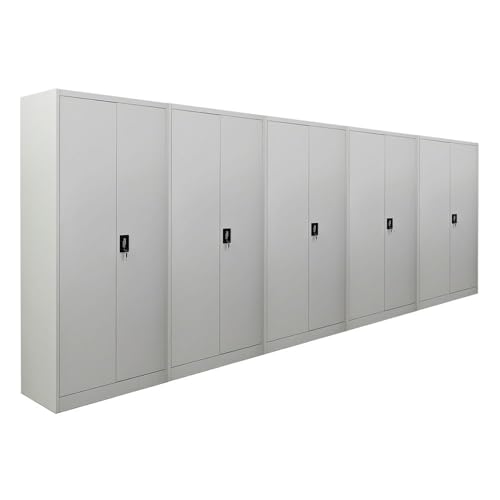 PROREGAL Mega Deal 5X Flügeltürenschrank Elephant Metall Aktenschrank komplett montiert abschließbar 2 Türen 180x80x40cm Stahl 4 Ebenen Stahlschrank Pulverbeschichtung Lichtgrau Werkstattschrank PROREGAL Mega Deal 5X Flügeltürenschrank Elephant Metall Aktenschrank komplett montiert abschließbar 2 Türen 180x80x40cm Stahl 4 Ebenen Stahlschrank Pulverbeschichtung Lichtgrau Werkstattschrank von PROREGAL