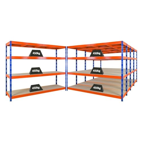 PROREGAL Mega Deal | 5X Profi Schwerlastregal Rhino | HxBxT 180x240x60cm | 4 Spanplatten-Ebenen 8mm | Fachlast 450kg | Blau/Orange | Garagenregal, Lagerregal, Steckregal, Weitspannregal PROREGAL Mega Deal | 5X Profi Schwerlastregal Rhino | HxBxT 180x240x60cm | 4 Spanplatten-Ebenen 8mm | Fachlast 450kg | Blau/Orange | Garagenregal, Lagerregal, Steckregal, Weitspannregal von PROREGAL