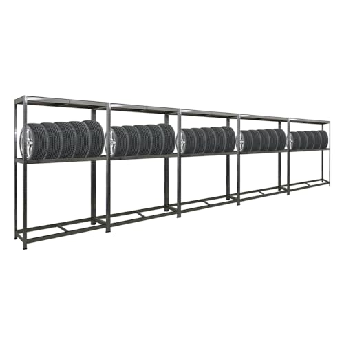 PROREGAL Mega Deal 5X Reifenregal Ragnar HxBxT 180x120x40cm bis zu 8 Reifen auf 2 Ebenen + Ablage 265kg Fachlast Verzinkt Werkstattregal, Lagerregal, Kellerregal PROREGAL Mega Deal 5X Reifenregal Ragnar HxBxT 180x120x40cm bis zu 8 Reifen auf 2 Ebenen + Ablage 265kg Fachlast Verzinkt Werkstattregal, Lagerregal, Kellerregal von PROREGAL