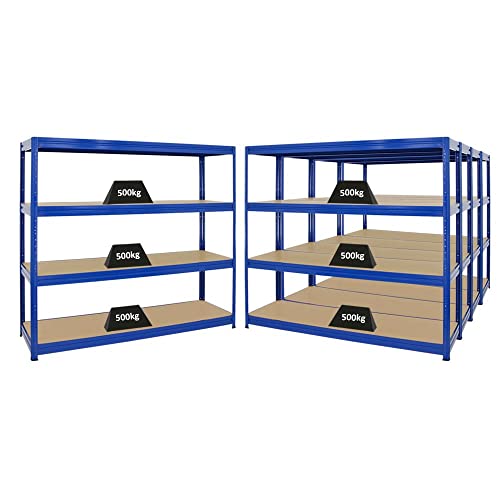 PROREGAL Mega Deal 5er-Sparset Profi-Schwerlastregal Dino HxBxT 180x200x60 cm Fachlast 500kg Blau von PROREGAL