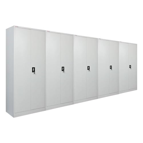 PROREGAL Mega Deal 5x Flügeltürenschrank ELEPHANT Metall Spind komplett montiert abschließbar 2 Türen 180x80x40cm Stahl 6 Fächern & Kleiderstange Stahlschrank Pulverbeschichtung Lichtgrau Aktenschrank PROREGAL Mega Deal 5x Flügeltürenschrank ELEPHANT Metall Spind komplett montiert abschließbar 2 Türen 180x80x40cm Stahl 6 Fächern & Kleiderstange Stahlschrank Pulverbeschichtung Lichtgrau Aktenschrank von PROREGAL