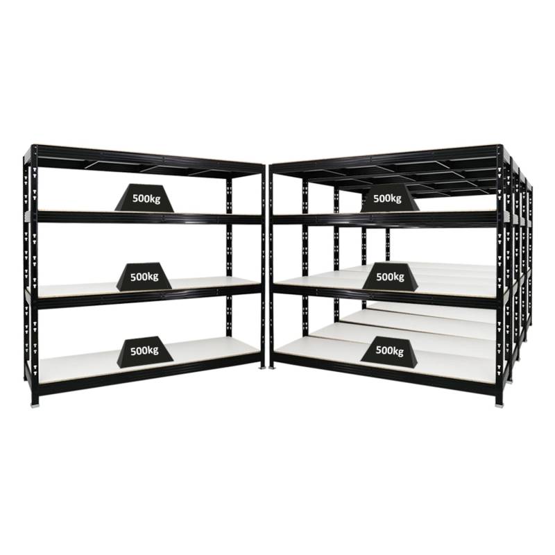 PROREGAL Mega Deal 5x Profi Schwerlastregal Rhino HxBxT 180 x 200 x 60 cm 4 Melamin-Ebenen 16mm Fachlast 500 kg Schwarz von PROREGAL