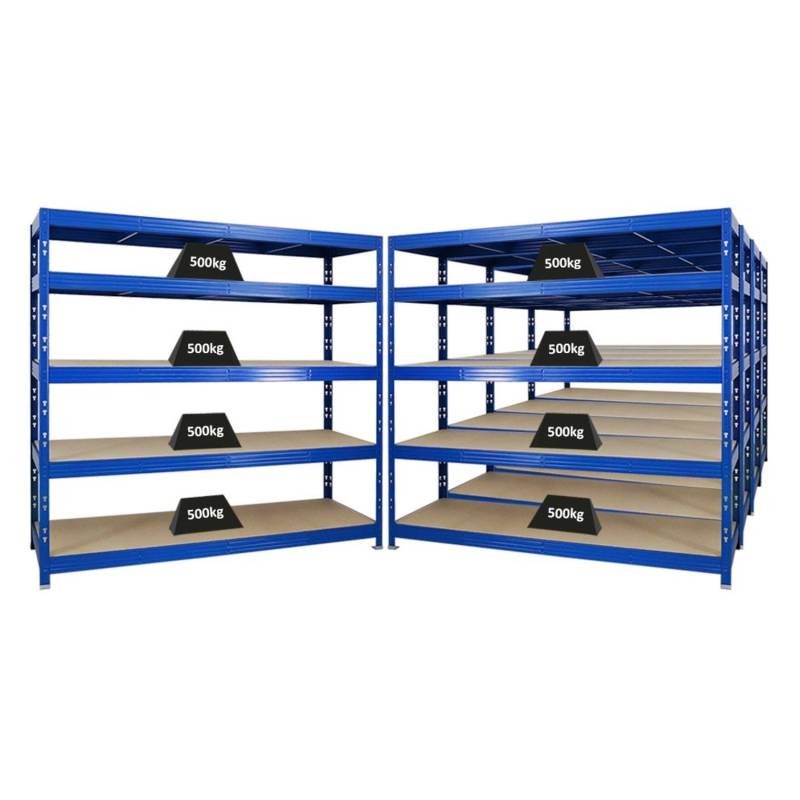 PROREGAL Mega Deal 5x Profi Schwerlastregal Rhino HxBxT 180 x 200 x 60 cm 5 Spanplatten-Ebenen 8mm Fachlast 500 kg Blau von PROREGAL