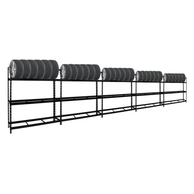 PROREGAL Mega Deal 5x Reifenregal Tiger XL HxBxT 200 x 180 x 45 cm Bis Zu 105 Reifen Schwarz von PROREGAL