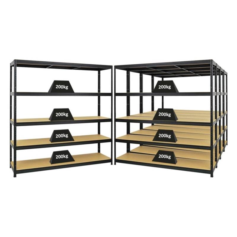 PROREGAL Mega Deal 5x Schwerlastregal Giant Elephant HxBxT 180 x 180 x 45 cm Fachlast 200 kg Schwarz von PROREGAL